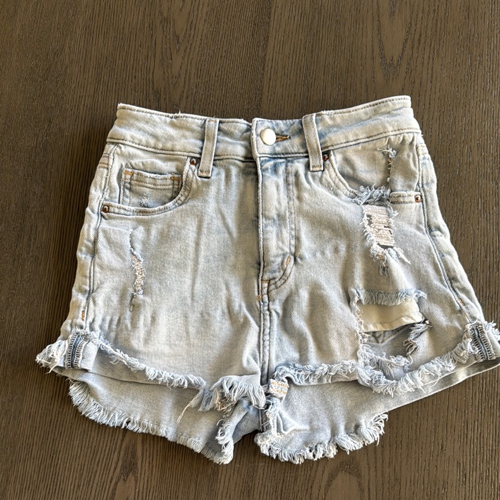 H&M Distressed Light Blue Denim Shorts